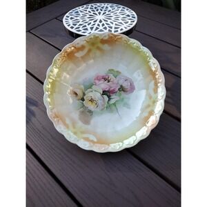 European Inspired Floral Design Porcelain Bowl Vintage German made Decor Vintage